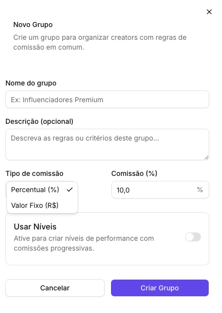 Crie grupos com objetivos e regras em comum.